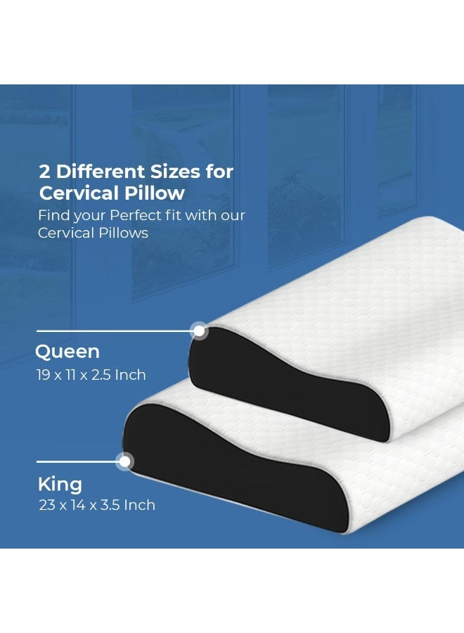 CareFoam وسادة عنق CareFoam النهائية لتخفيف الألم أثناء النوم، تحسن الوضعية ومحاذاة العمود الفقري، وسادة لتخفيف آلام الرقبة مع غطاء قابل للغسل من رغوة الذاكرة فائقة الاستجابة - كوين - أبيض عبوة من 1 - Image 4