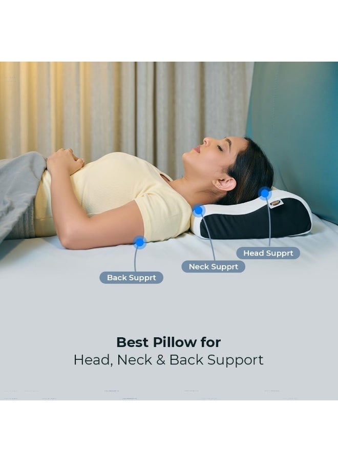 CareFoam وسادة عنق CareFoam النهائية لتخفيف الألم أثناء النوم، تحسن الوضعية ومحاذاة العمود الفقري، وسادة لتخفيف آلام الرقبة مع غطاء قابل للغسل من رغوة الذاكرة فائقة الاستجابة - كوين - أبيض عبوة من 1 - Image 3