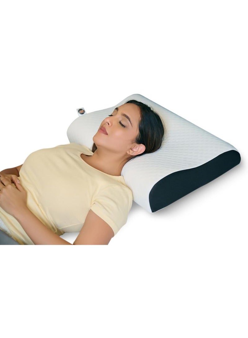 CareFoam وسادة عنق CareFoam النهائية لتخفيف الألم أثناء النوم، تحسن الوضعية ومحاذاة العمود الفقري، وسادة لتخفيف آلام الرقبة مع غطاء قابل للغسل من رغوة الذاكرة فائقة الاستجابة - كوين - أبيض عبوة من 1 - Image 1