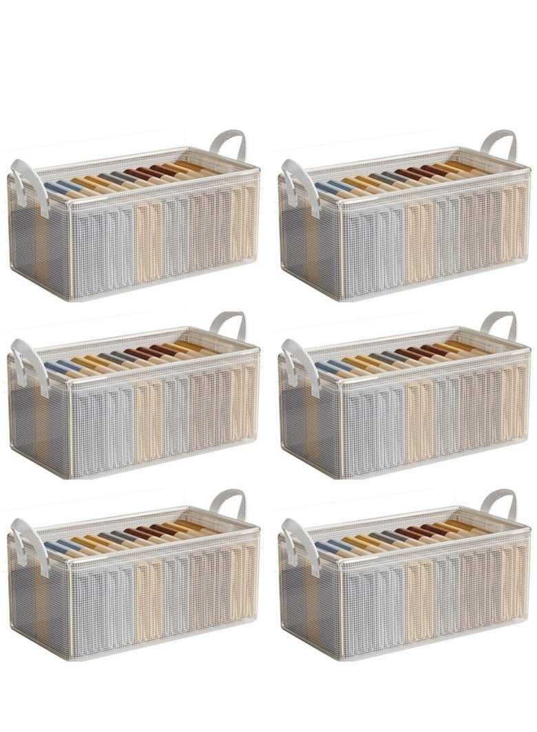 6 Pack Clothes Storage Box, home Organizer Wardrobe, Clothes and Pants Layered Sorting Box, Transparent Folding Storage Basket Frame  - Image 1