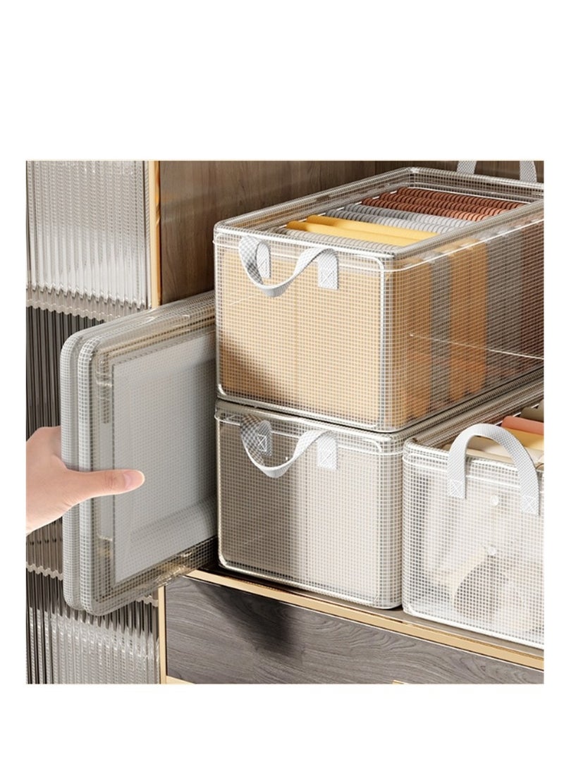 6 Pack Clothes Storage Box, home Organizer Wardrobe, Clothes and Pants Layered Sorting Box, Transparent Folding Storage Basket Frame  - Image 2