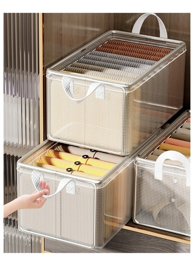 6 Pack Clothes Storage Box, home Organizer Wardrobe, Clothes and Pants Layered Sorting Box, Transparent Folding Storage Basket Frame  - Image 3