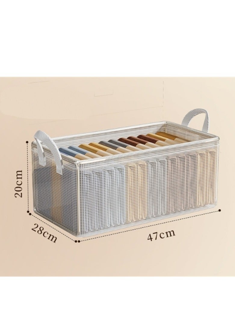 6 Pack Clothes Storage Box, home Organizer Wardrobe, Clothes and Pants Layered Sorting Box, Transparent Folding Storage Basket Frame  - Image 4