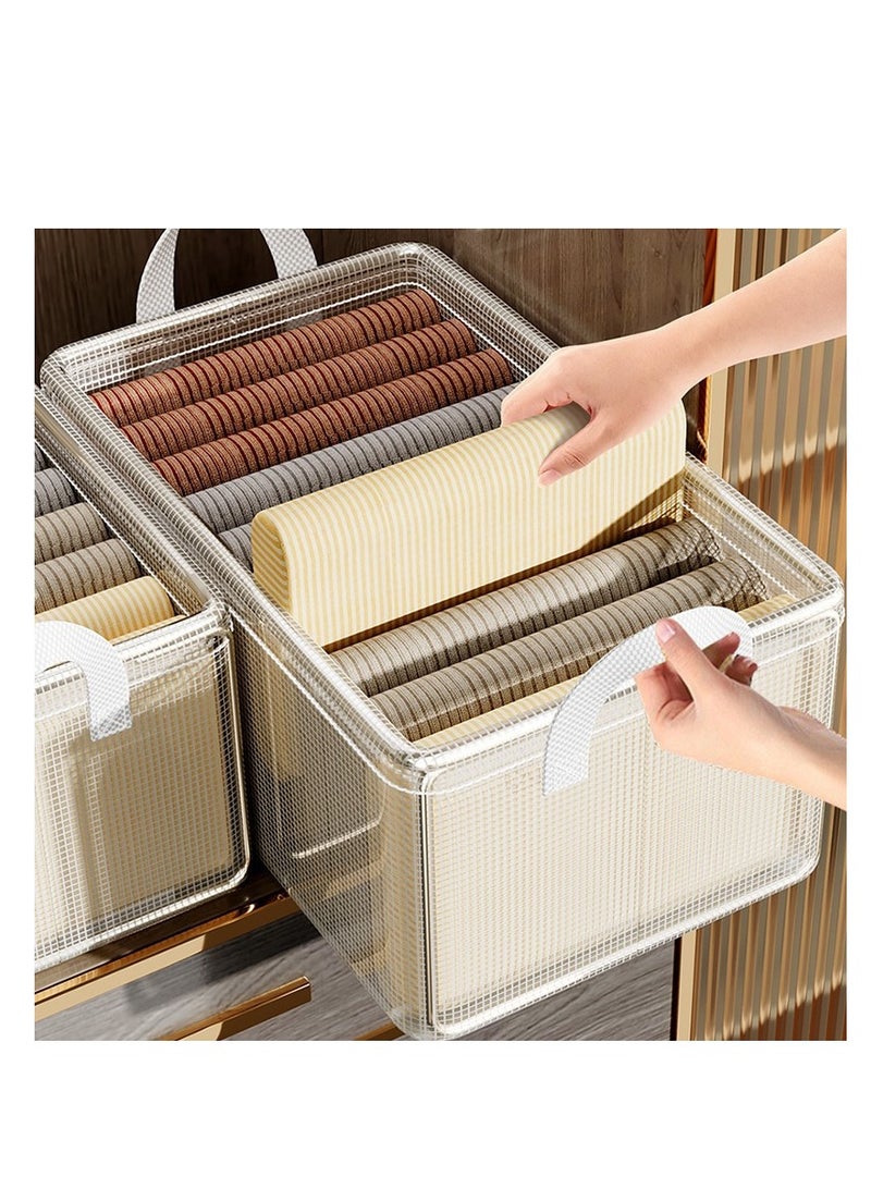 6 Pack Clothes Storage Box, home Organizer Wardrobe, Clothes and Pants Layered Sorting Box, Transparent Folding Storage Basket Frame  - Image 5