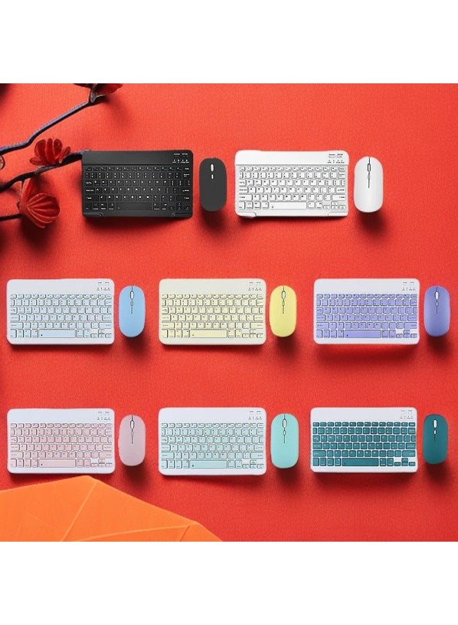 Wireless Bluetooth Keyboard Mouse Set For IPad For Huawei For Xiaomi Mobile Phones Tablets Eight Colors Available Wireless Keyboard-Color:Light Green-Product Type:Keyboard Dual-mode Mouse (mouse Charging) - Image 2