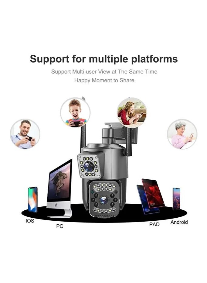 Smart Outdoor Security Camera - Dual Lens 8MP 4K, 10X Zoom, Full Color Night Vision, AI Auto Tracking, IP66 Waterproof PTZ WiFi IP Camera - Works with V380 Pro App - Image 2