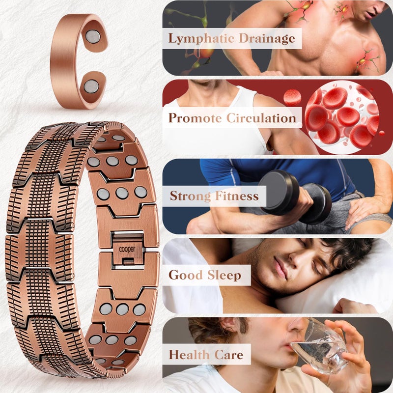 Mahnco Copper Bracelet for Men, 3X Ultra Strength 99.99% Pure Copper Magnetic Bracelets with Magnets,Magnetic Jewelry with Adjustable Sizing Tool - Image 5