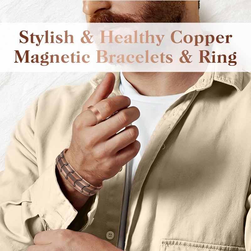 Mahnco Copper Bracelet for Men, 3X Ultra Strength 99.99% Pure Copper Magnetic Bracelets with Magnets,Magnetic Jewelry with Adjustable Sizing Tool - Image 3