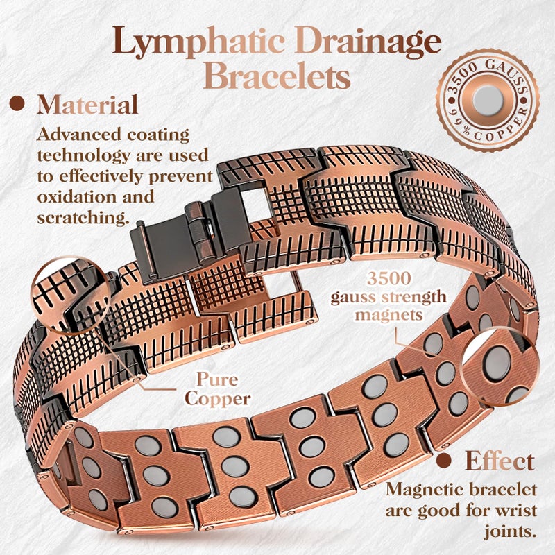 Mahnco Copper Bracelet for Men, 3X Ultra Strength 99.99% Pure Copper Magnetic Bracelets with Magnets,Magnetic Jewelry with Adjustable Sizing Tool - Image 2