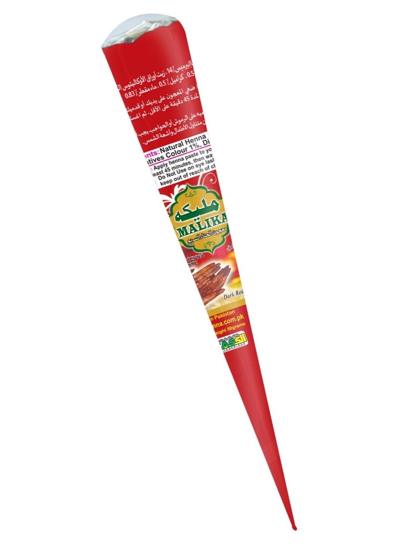 مليكا حزمة من 4 قطع حناء حمراء مؤقتة من مليكة | مخروط معجون الحناء الفوري | يدوم طويلاً ولا يحتوي على مواد كيميائية ضارة | وشم مؤقت | معتمد - Image 1