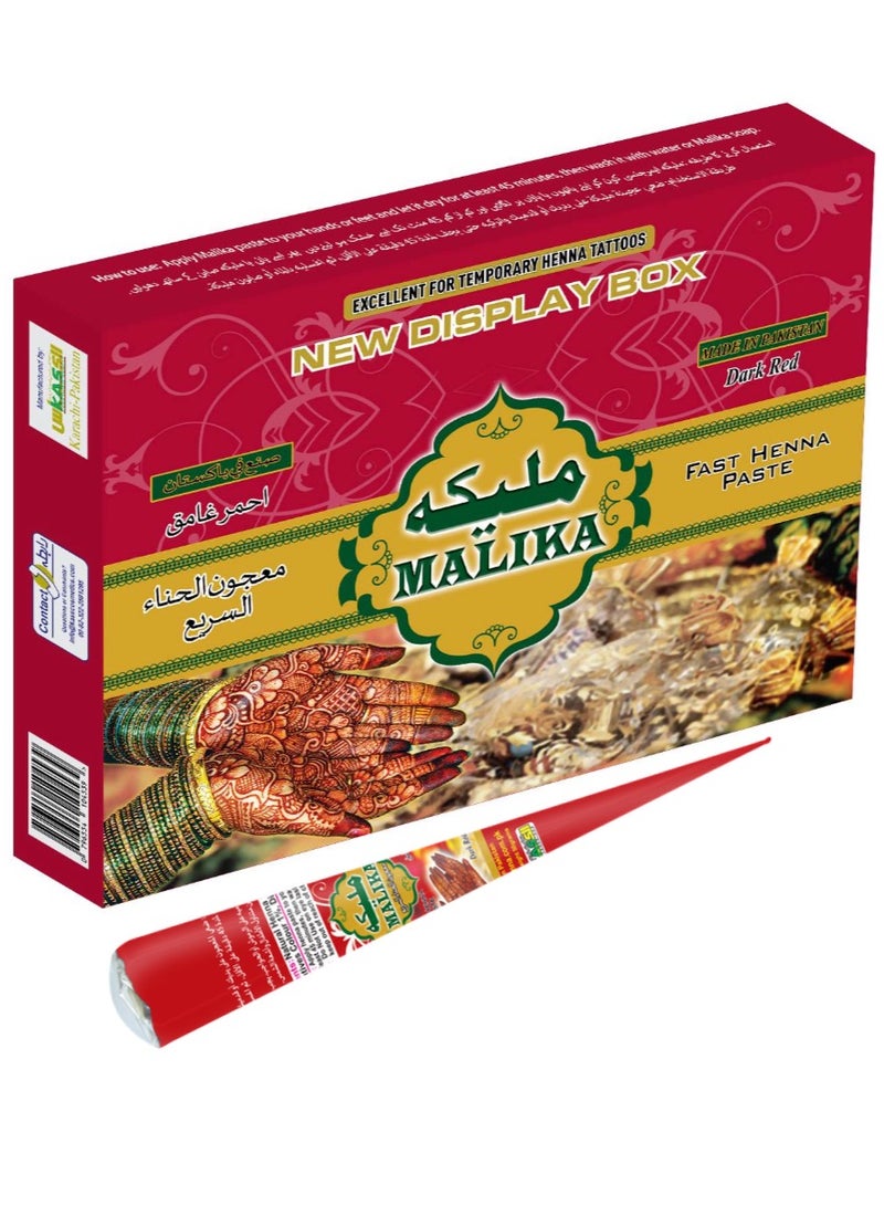 Malika Pack Of 4 Malika temporary red henna cone mehndi | Henna Paste Cone Instant | Long-lasting No Harmful Chemical | Temporary Tattoo | Certified - Image 1