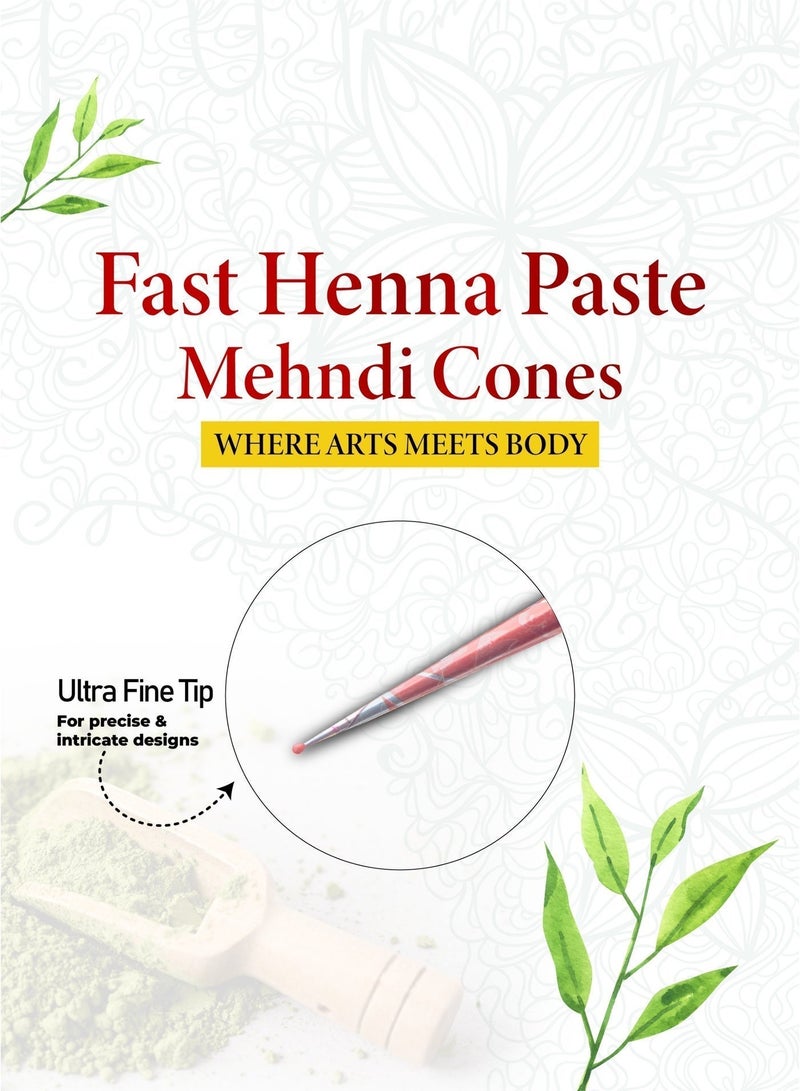 Malika Red Henna Cones Pack of 4 | Natural Mehndi Cones | Organic Henna Kit for Hands - Image 5