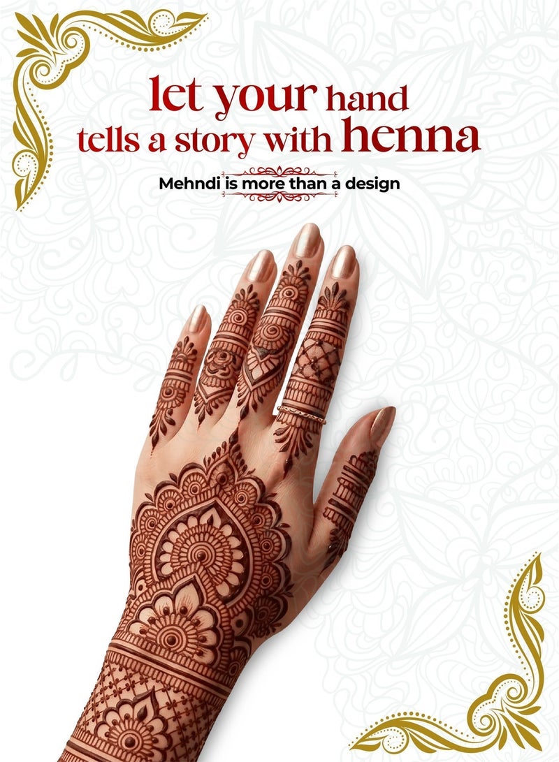 Malika Red Henna Cones Pack of 4 | Natural Mehndi Cones | Organic Henna Kit for Hands - Image 2