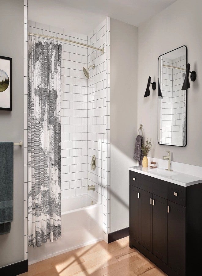 Moen Curved Adjustable Length Fixed Mount Single Shower Curtain Rod for Bathroom, Brushed Nickel Finish, CSR2160BN - Image 2