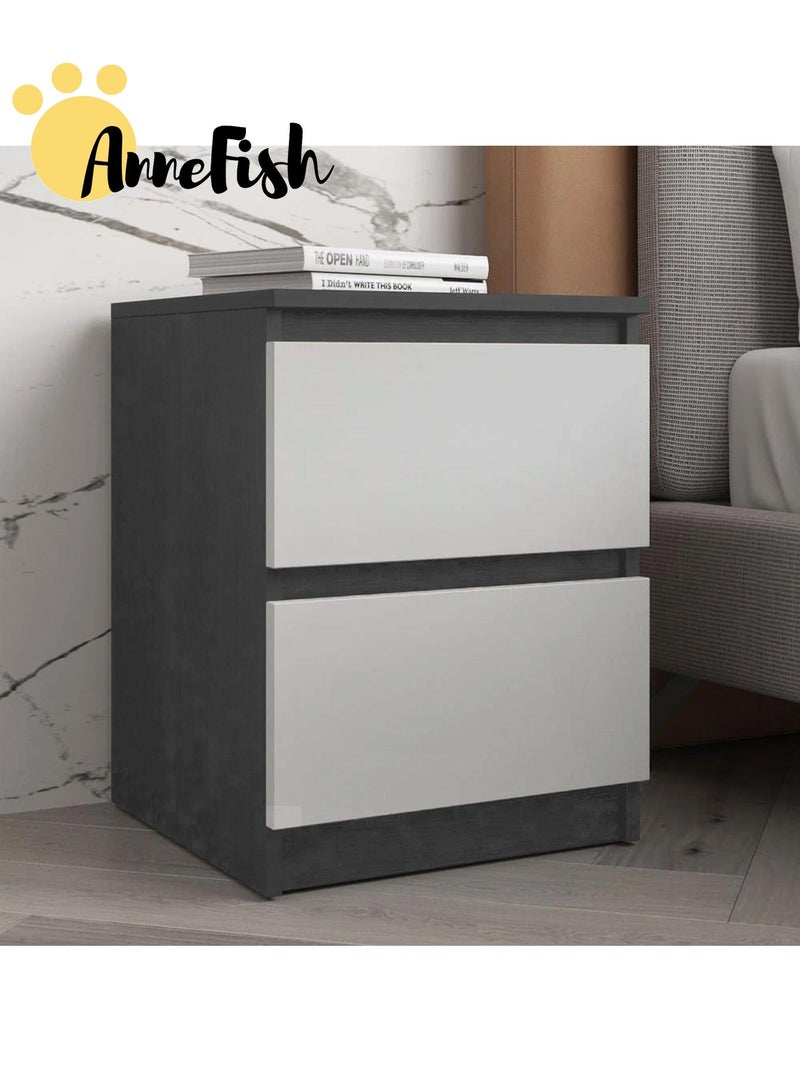 AnneFish 2pcs 40*40*55cm NightStand for Bedroom Rustic Side Table Simple Bedside End Table with 2 Storage Drawers For Home - Image 2
