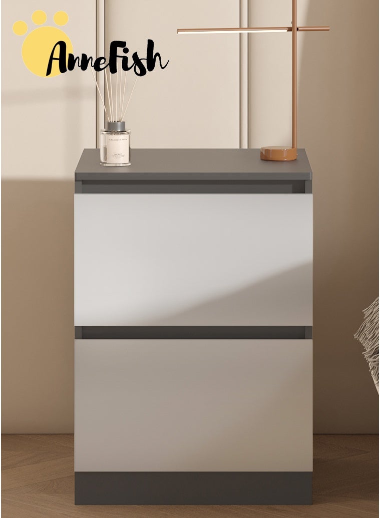 AnneFish 2pcs 40*40*55cm NightStand for Bedroom Rustic Side Table Simple Bedside End Table with 2 Storage Drawers For Home - Image 3
