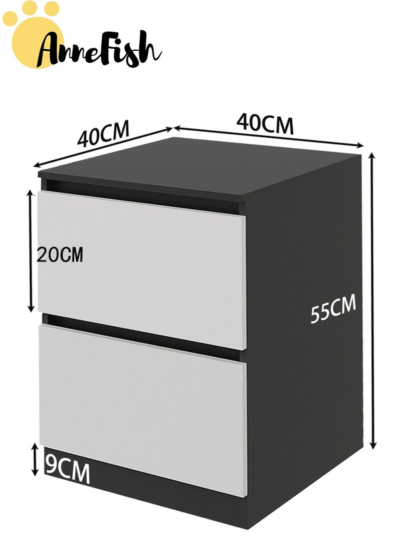 AnneFish 2pcs 40*40*55cm NightStand for Bedroom Rustic Side Table Simple Bedside End Table with 2 Storage Drawers For Home - Image 5