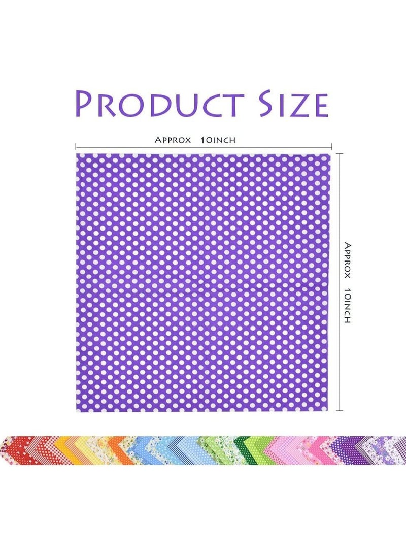 MIXDE 42Pcs 10x10 Quilting Cotton Fabric Squares Sheets Pre-Cut Multi-Color Design Printed Floral Craft Fabric for DIY Sewing Scrapbooking Quilting Craft Patchwork (Red/Pink/Yellow/Green/Blue/Purple) - Image 2
