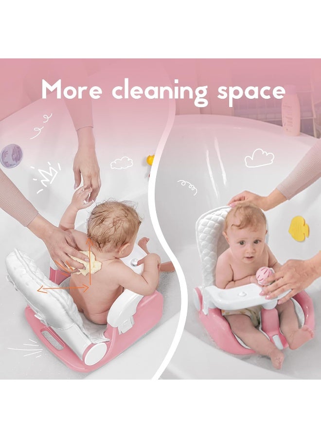 BabyBond Baby Bath Seat with Sitting & Lying 2 Modes, 3-Speed Adjustment, Powerful Suction Cups, Infant Bathtub Chair with Soft and Comfortable Towel, Folding and Hanging - Image 4