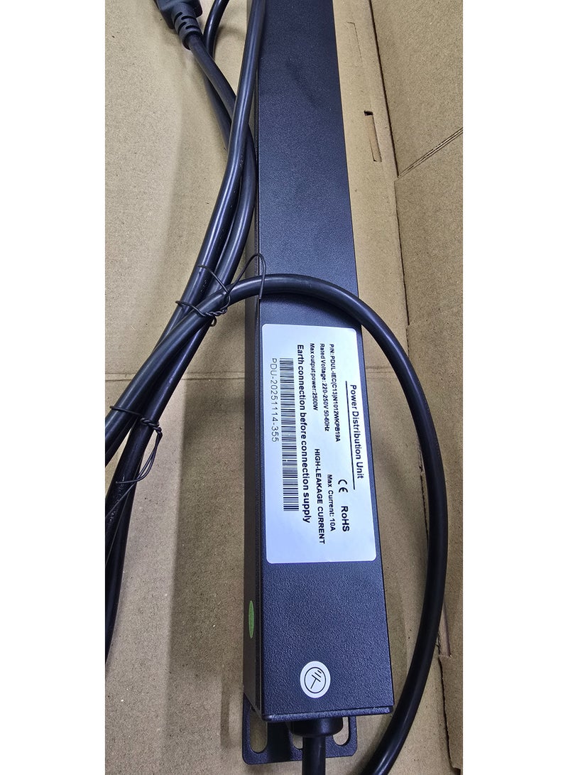 BIXEL وحدة توزيع طاقة BIXEL مقاس 1U مزودة بـ 12 منفذ IEC C13 أفقي، مع كابل طاقة رئيسي IEC C14 ذكر بطول 1.8 متر، موديل PDU-12PC13-2MC14 - Image 2