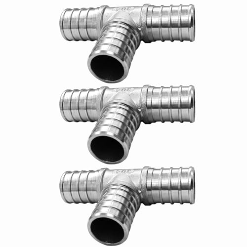 Fitvell 34 Inch Stainless Steel PEX Tee Crimp Fitting for PEX Pipe Pack of 3 - Image 1