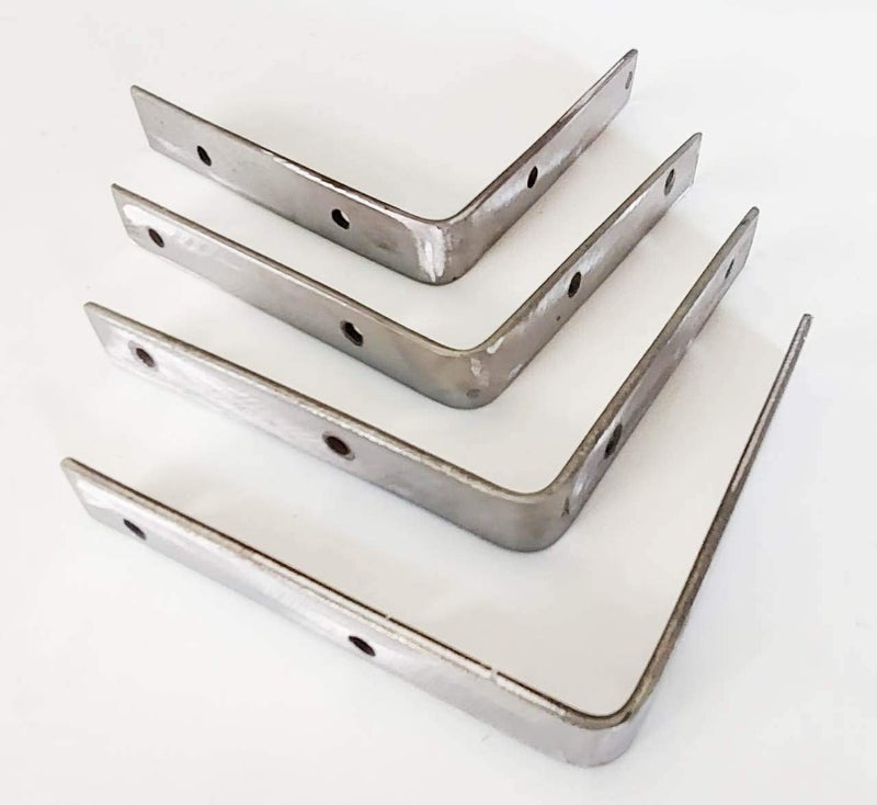 FTE Strong Iron Heavy Duty L Angles Clamps Brackets for Shelves Support with Double Hole 4x4 Inch 11x12 cm Set of 4 Pieces - Image 2