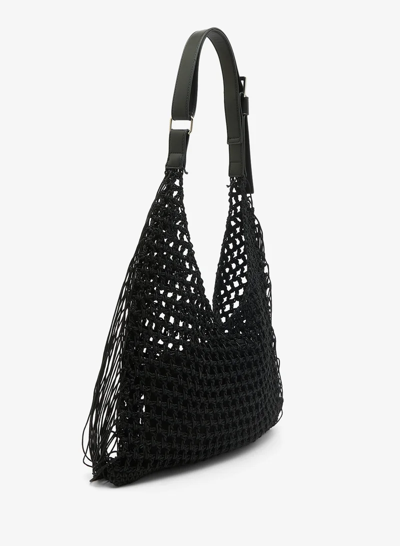 GLAMOROUS Woven Fringe Tote Bag