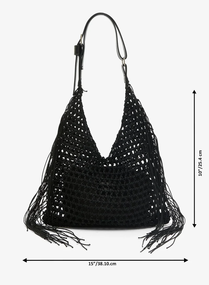 GLAMOROUS  Woven Fringe Tote Bag for Women | Best Price UAE