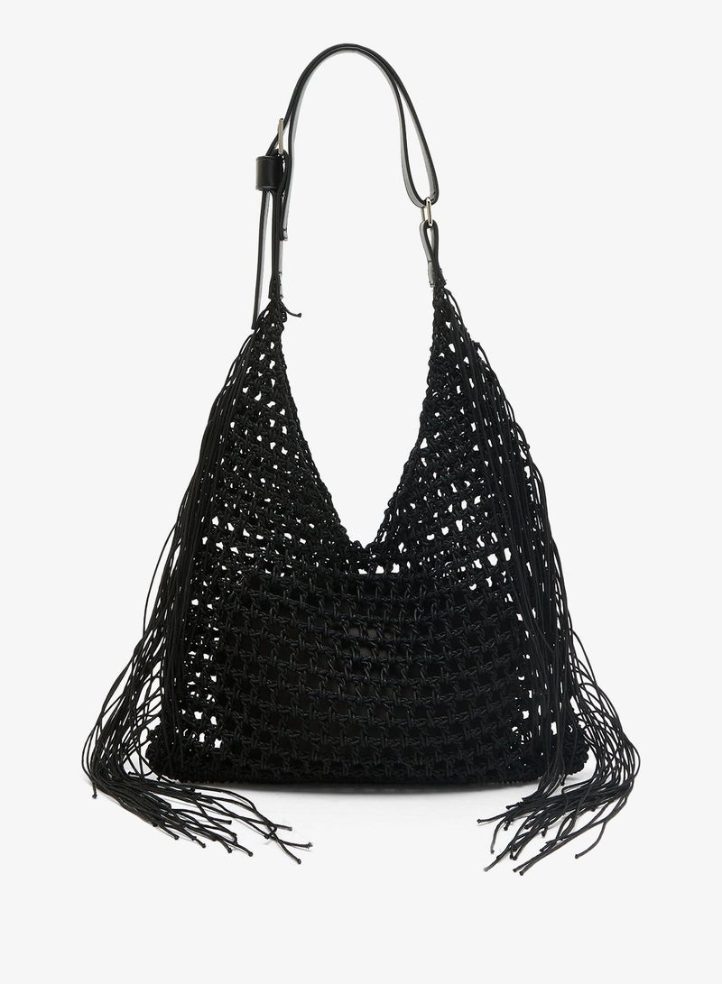 GLAMOROUS Woven Fringe Tote Bag - Image 2