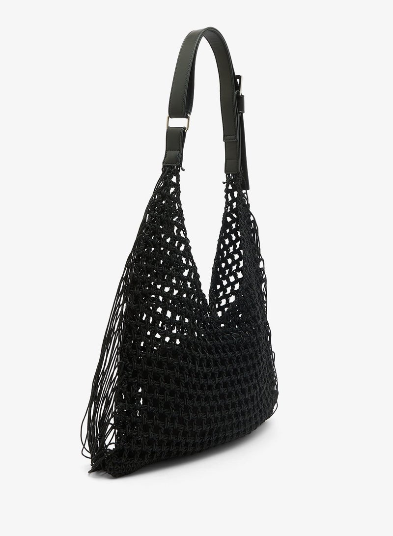 GLAMOROUS Woven Fringe Tote Bag - Image 3