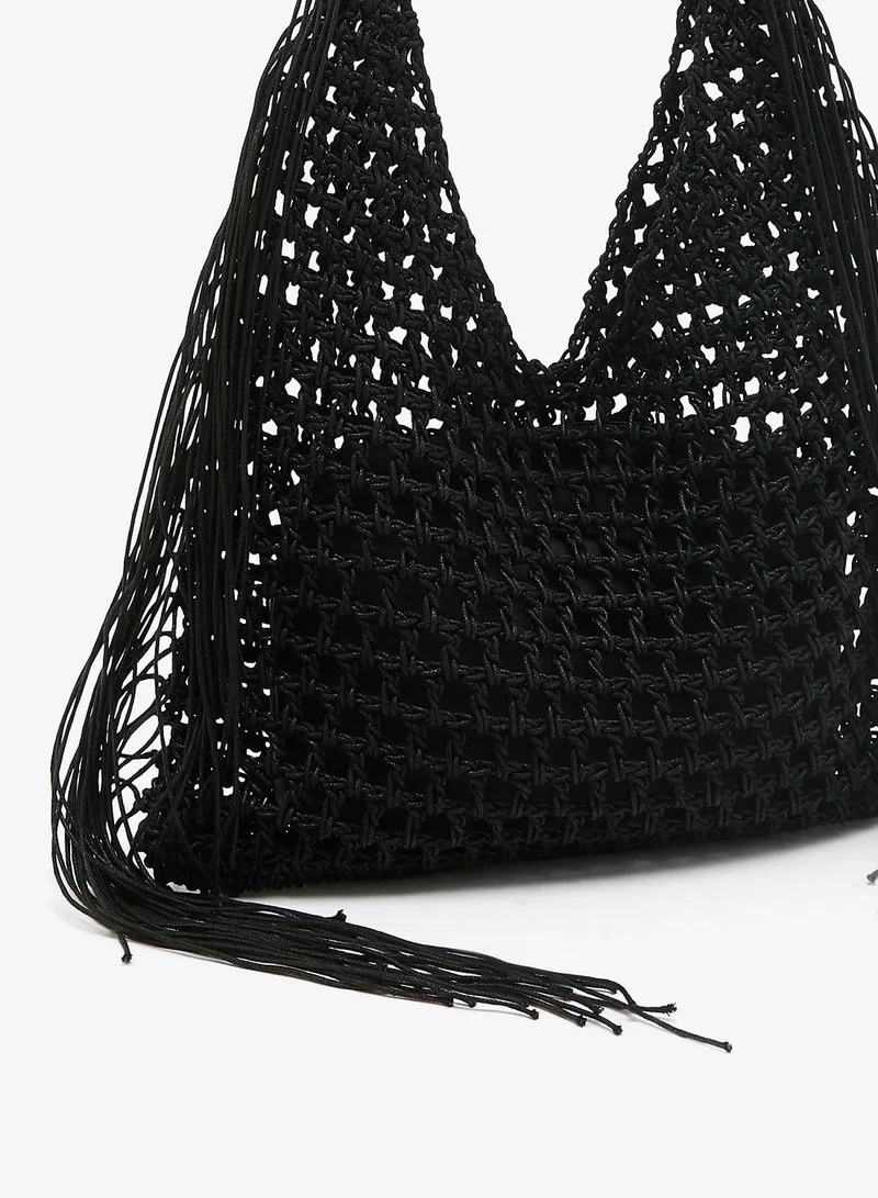 GLAMOROUS  Woven Fringe Tote Bag for Women | Best Price UAE