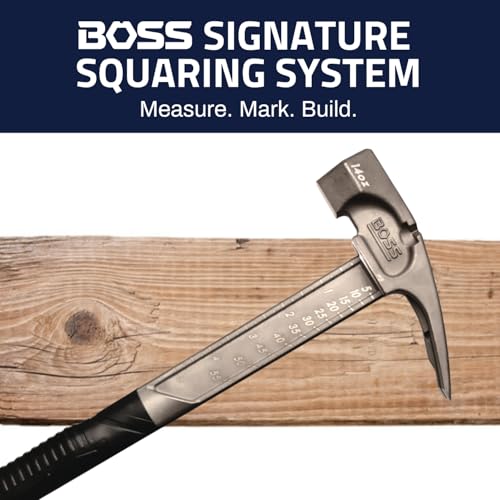 Boss Hammer 14 oz. Pro Series Titanium Hammer with Over-Molded No-Slip Rubber Grip - Construction Grade, Dual Side Nail Pullers, Smooth Face - Made in the USA - BH14TIS - Image 2