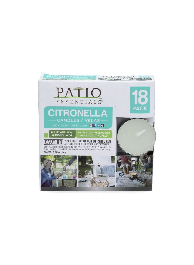 Patio Essentials 18-Piece Citronella Tea Light Candle Silver 11.6 x 3 x 12 cm 60923 - Image 1