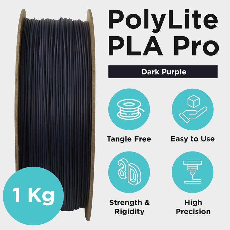 polymaker PLA PRO Filament 1.75mm 1kg, Tough & High Rigidity Dark Purple 3D Printing Filament, PolyLite PLA PRO 3D Printer Filament 1.75mm, Print with Most 3D Printers - Image 5
