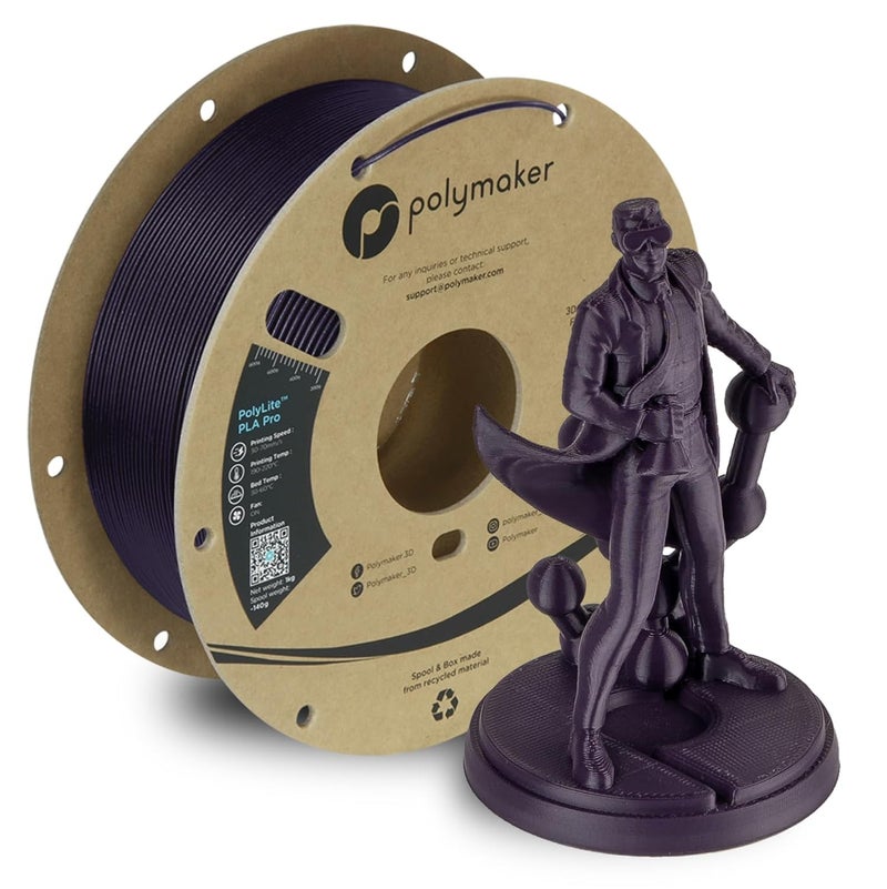 polymaker PLA PRO Filament 1.75mm 1kg, Tough & High Rigidity Dark Purple 3D Printing Filament, PolyLite PLA PRO 3D Printer Filament 1.75mm, Print with Most 3D Printers - Image 1