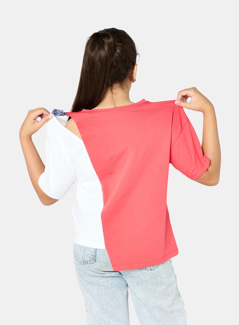 Panco Girls VACATION Asymmetric Cut T-Shirt - Image 2