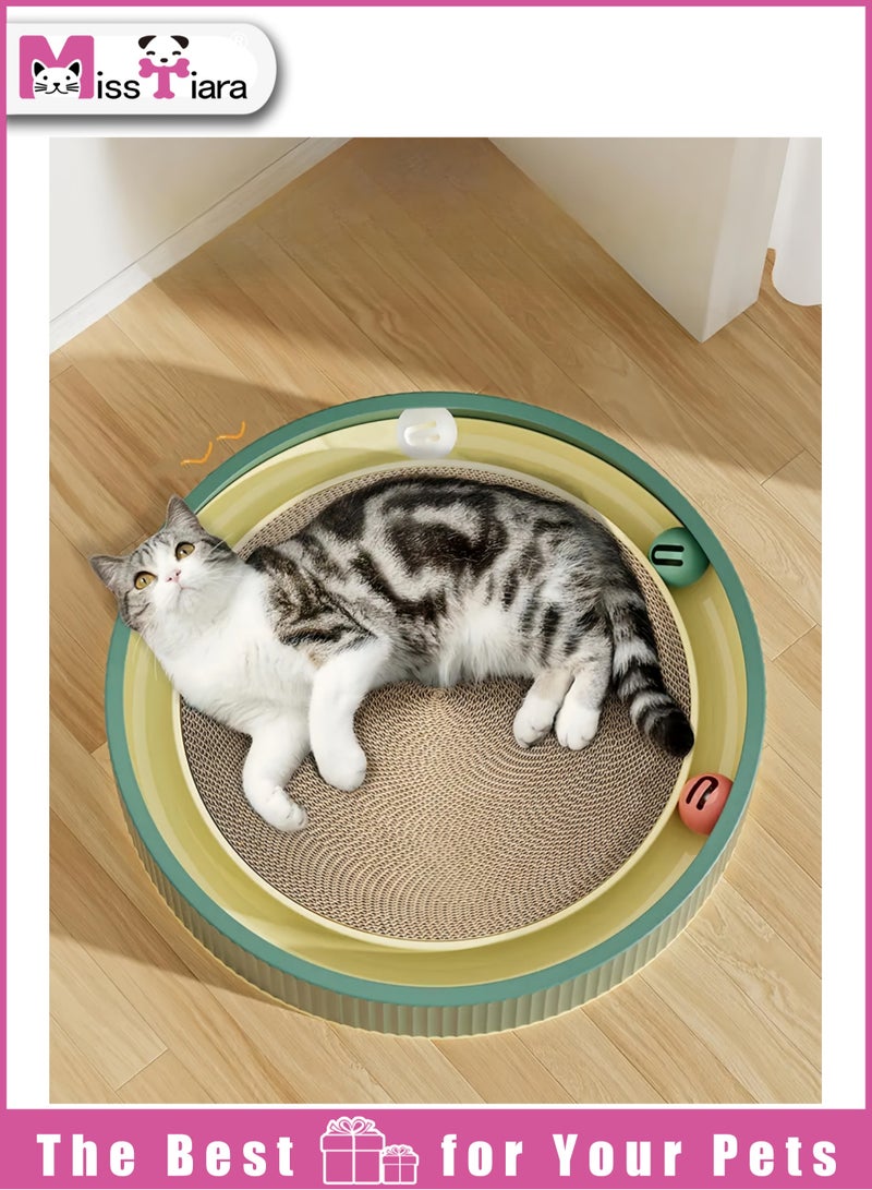 MissTiara Cat scratching board, cat bed with ball, one-piece non-shedding claw grinding corrugated paper cat scratching basin vertical cat toy 45cm green - Image 1