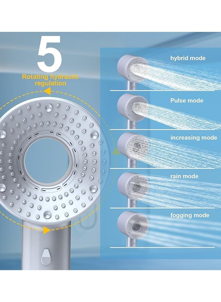 BEILINGDUN High Pressure Shower Head Filtered Shower Head with Handheld, Multiple Spray Modes with Pause Anti-Limescale Filter, 2X Water Saving,Showerhead Set,Easy to Install & Clean, Perfect for Saudi Bathrooms and Ramadan Gift(blue) - Image 2