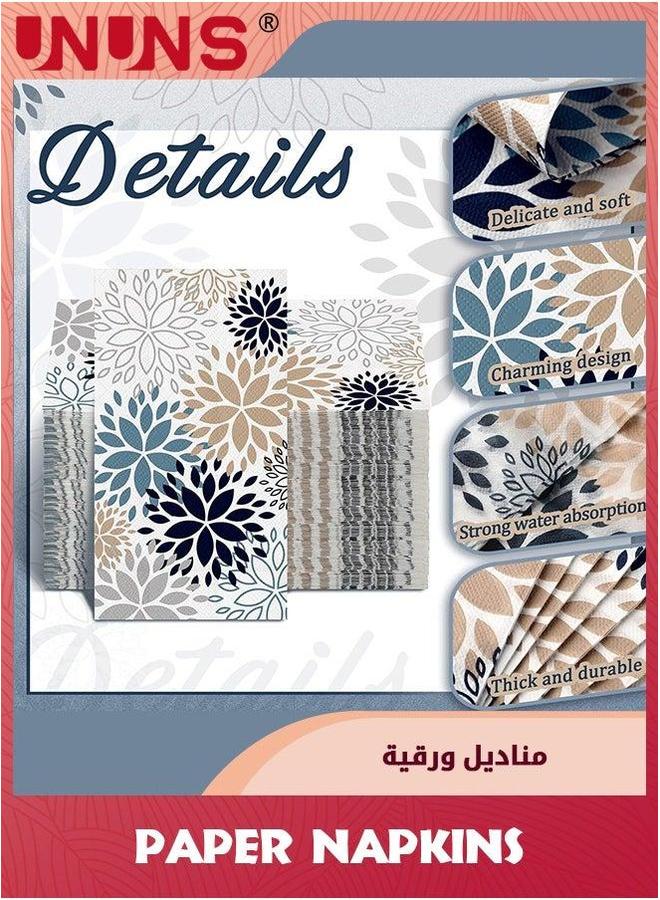 UNUNS 100 Pcs Floral Hand Paper Towel,Dahlia Flower Guest Napkins Spring Towels For Bathroom,Disposable Wedding Bridal Baby Shower Birthday Party  - Image 5