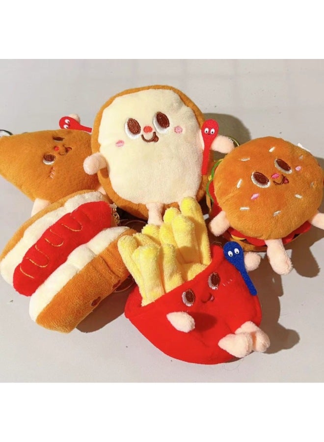 Plush Toy French Fries Hamburger Chicken Leg Hot Dog Toast Pendant Keychain-Specifications:Chicken Leg - Image 2