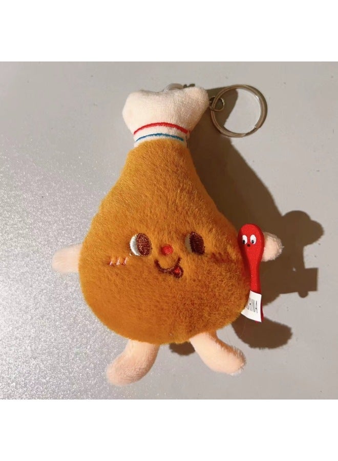 Plush Toy French Fries Hamburger Chicken Leg Hot Dog Toast Pendant Keychain-Specifications:Chicken Leg - Image 5