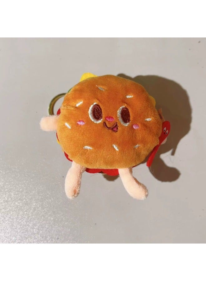 Plush Toy French Fries Hamburger Chicken Leg Hot Dog Toast Pendant Keychain-Specifications:Chicken Leg - Image 3