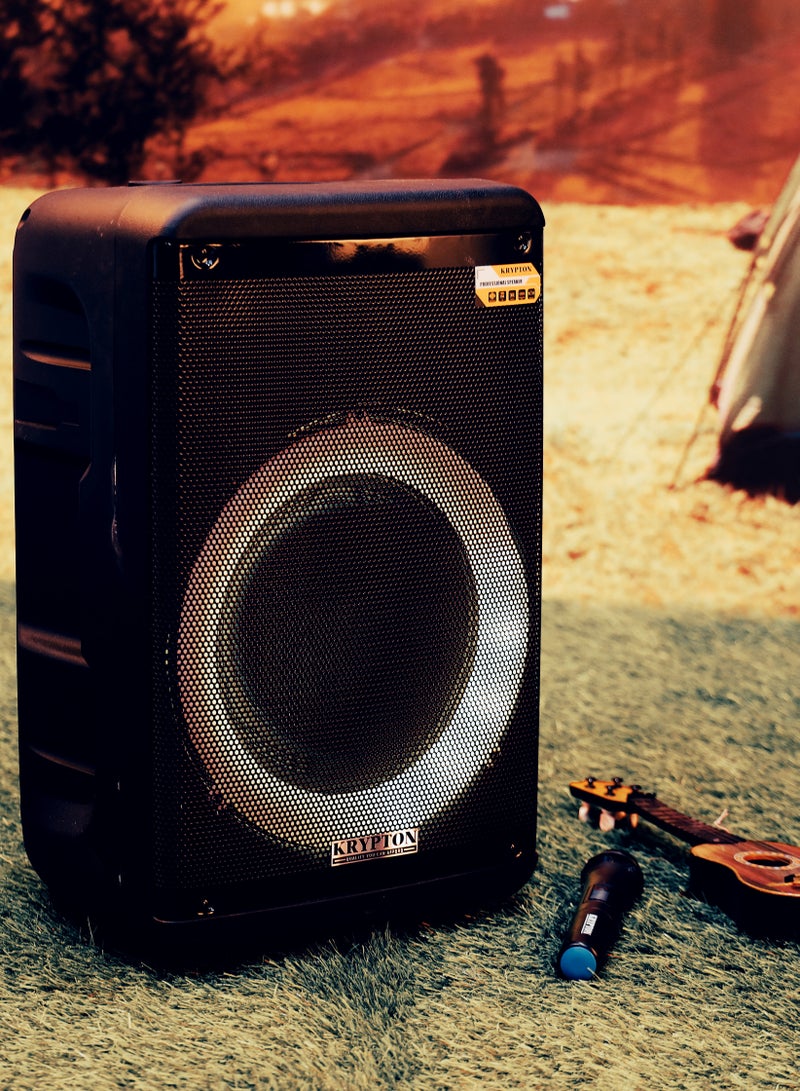 KRYPTON Portable Rechargeable Bluetooth Party Speaker with TWS, 50000 PMPO Powerful Sound, Wireless Microphone, Multi-Color LED Lights, USB, SD, TF Card Input, FM Radio, Mic Priority, Echo Control, Recording Function, Rear Control Panel – Ideal for Karaoke, Events, and Outdoor Use - Image 4