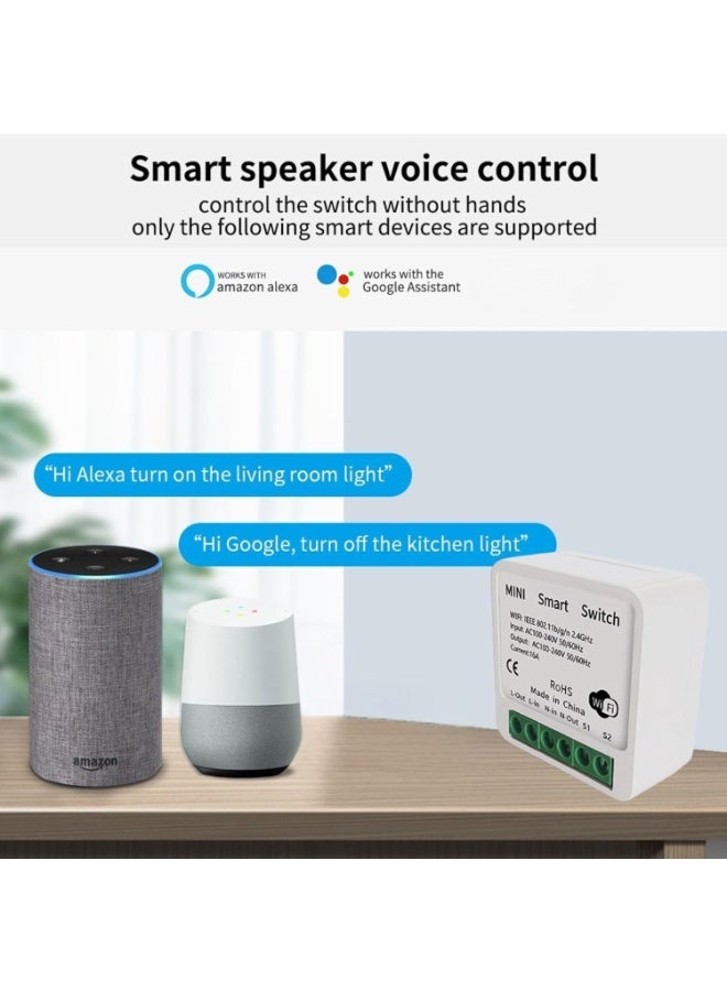 1 Pack WiFi Smart Light Switch, DIY Mini Breaker Module, Compatible with Tuya/Smart Life, Google Home, Fits Rocker Wall Switch, Supports 1/2 Way Switch, Neutral Wire Required - Image 4