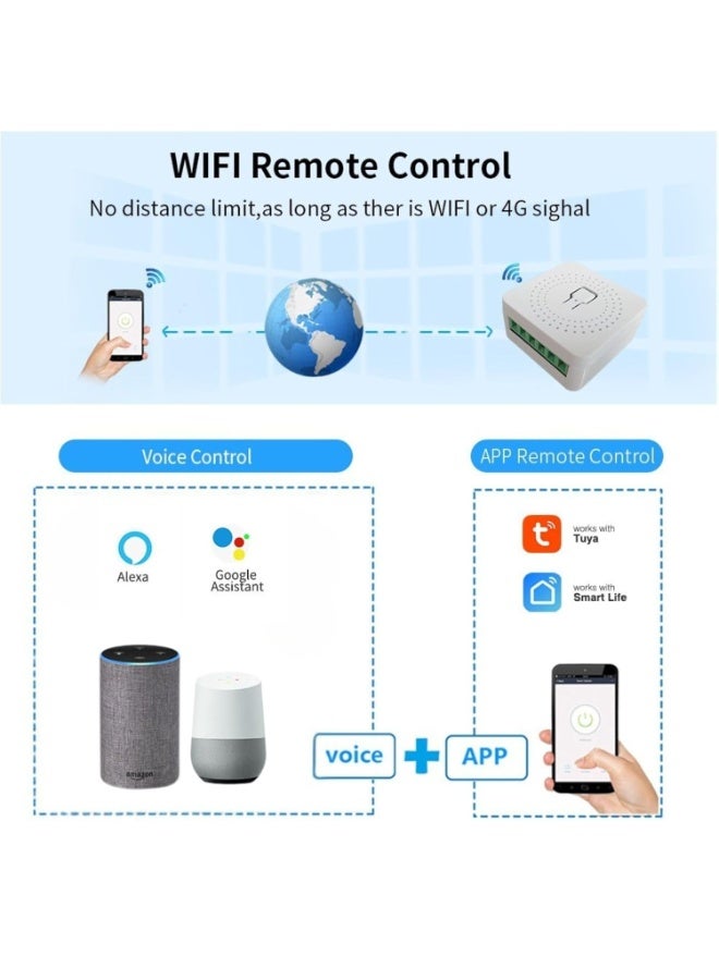1 Pack WiFi Smart Light Switch, DIY Mini Breaker Module, Compatible with Tuya/Smart Life, Google Home, Fits Rocker Wall Switch, Supports 1/2 Way Switch, Neutral Wire Required - Image 3