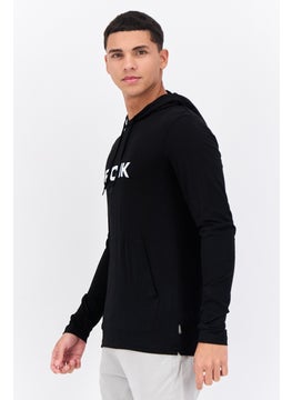 French Connection Men Hooded Long Sleeves Brand Logo T-Shirt, Black  - Image 2
