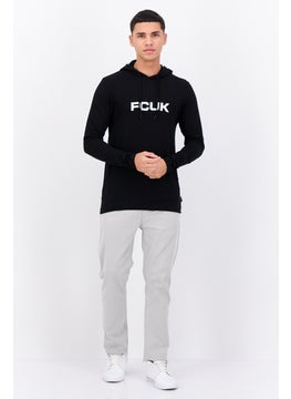 French Connection Men Hooded Long Sleeves Brand Logo T-Shirt, Black  - Image 4