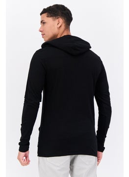 French Connection Men Hooded Long Sleeves Brand Logo T-Shirt, Black  - Image 3