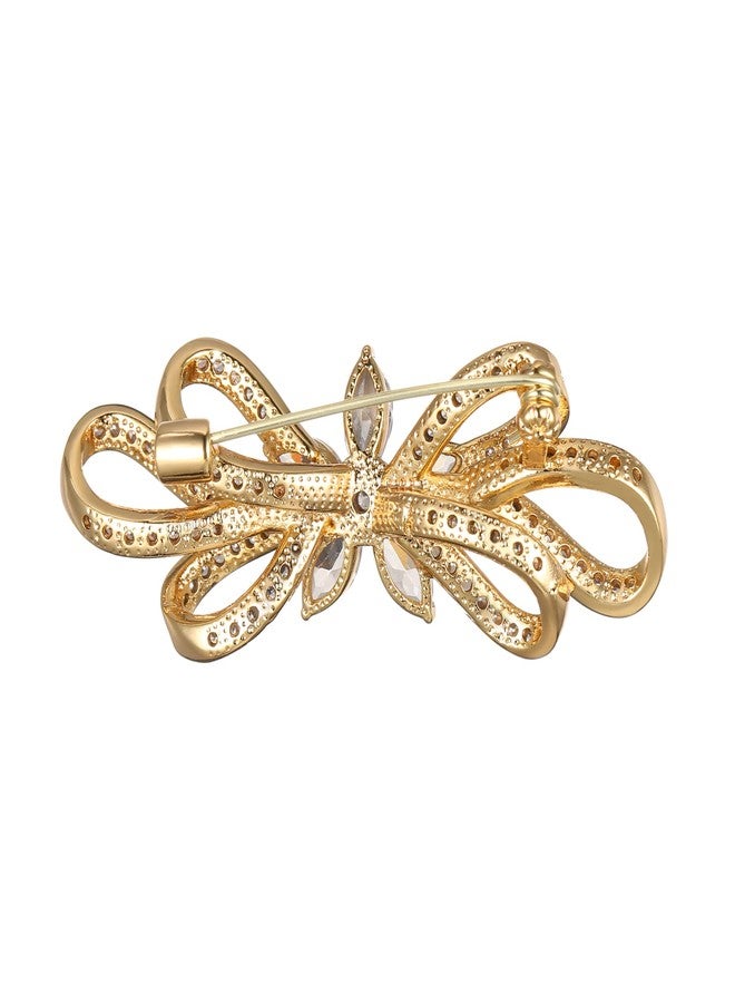 بريلوف بروش زفاف بريلوف للنساء، دبوس أنيق مرصع بأحجار الراين الكريستالية على شكل زهرة، مطلي بالذهب الشفاف - Image 3