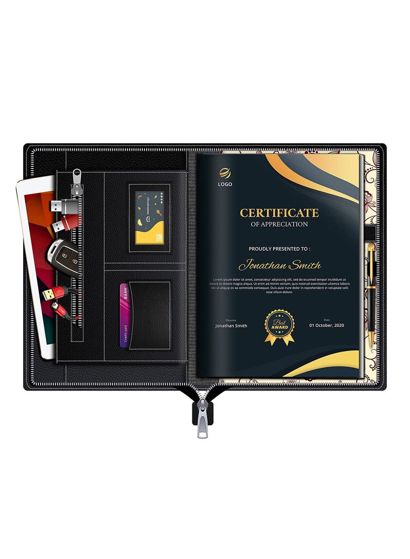 FEDUS Multipurpose Leatherette Professional File Folders  20 Leafs For Men And Women Black - Image 1